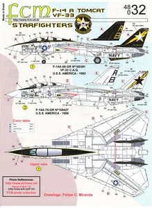 FCM Decals 1/48 GRUMMAN F-14 TOMCATA VF-33 STARFIGHTERS - Picture 1 of 3