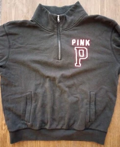 Victoria Secret PINK 1/4 Zip Activewear Gray Sweater Women's Size Medium - Picture 1 of 10