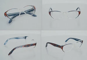 exclusive Unisex Brille Blau Bunt Oversized Lesebrille Vintage 50er 60er Jahre - Picture 1 of 10