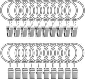 20pcs Rustproof Drapery Matte Stainless Steel Metal Curtain Rings with Clips New - Picture 1 of 7