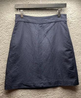 Falda DKNY Para Mujer Talla 4 Línea A Azul Oscuro Rayas Bolsillos Carrera Oficina Foto 1 de 4