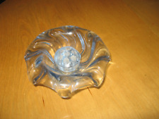 vintage art deco blue glass 2 piece rose bowl