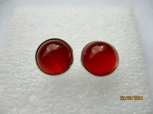 NATURAL STONE RED AGATE STUD EARRINGS 12MM - Picture 1 of 3