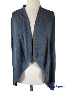 Loving Thread Open Shawl Cardigan Sweater Sz L Eco Organic Cotton Blend Grey - Picture 1 of 12