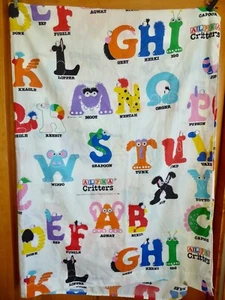Vintage ALPHA CRITTERS Twin Flat Sheet 1985 ALPHABET CHARACTER MATERIAL VGC - Picture 1 of 6