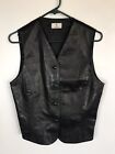 Vintage Zanella black leather button up biker vest Italy 37