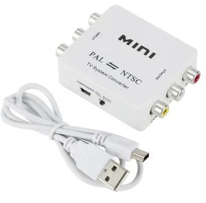 Dual-Way 3 RCA TV System Converter Format Video USB Powered PAL NTSC Converter S - Zdjęcie 1 z 9