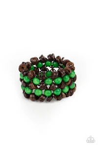 Paparazzi - Pulsera Turística Tahití - Collar Vientos Waikiki Madera Dics Verde - Imagen 1 de 5