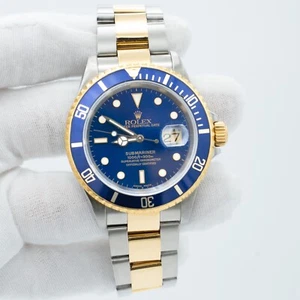 Rolex Submariner Date 40mm Blau Bicolor 18K Gelbgold Edelstahl Uhr 16613 - Bild 1 von 7