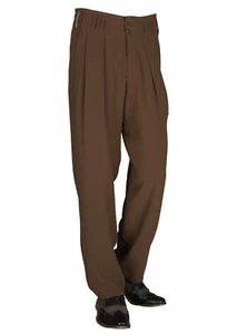 Pantaloni pieghevoli in vita marrone stile vintage anni 50. Perfetto per Rockabilly, Boogie - Foto 1 di 6