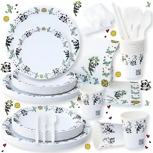 352pcs Panda Birthday Party Supplies, Serves 50, Panda Plates Napkins Cups Cu... - Picture 1 of 9