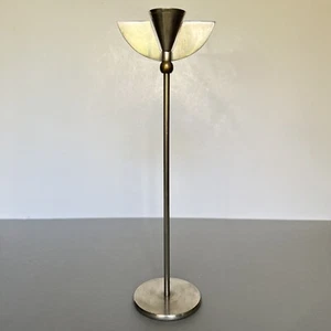 Vintage Silver Metal and Brass Candle Holder Post Modern Memphis Style 34.5cm - Picture 1 of 11
