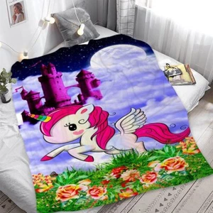 Alottagifts Unicorn Castle 50’’ x 60’ Throw Blanket for Bed Couch and Sofa  NEW - Picture 1 of 2