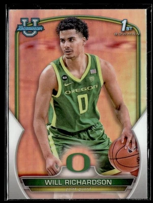 2022-23 Bowman University Chrome Refractor Will Richardson Oregon Ducks #31 - Image 1 of 2