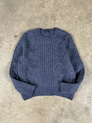 Vintage 90s Brooks Brothers Cable Knit Wool Sweater Crewneck Navy Blue Size XS - Image 1 of 4