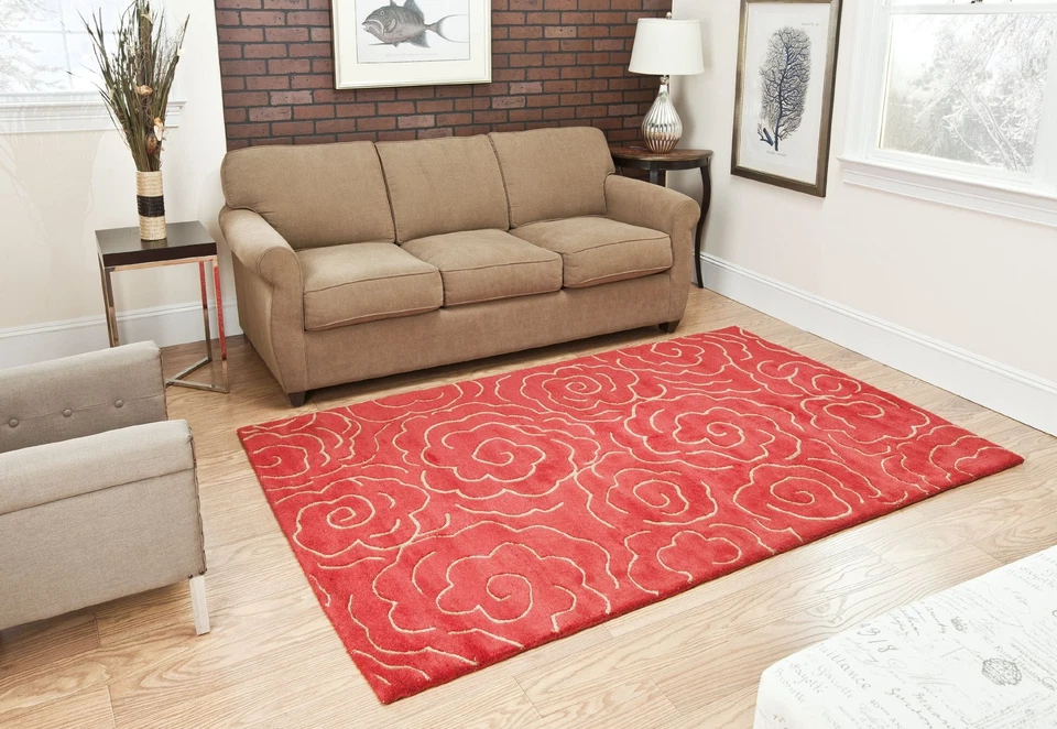 Soho Collection 3'6" x 5'6" Red SOH812A Handmade Premium Wool & Viscose Area Rug - Image 1 of 1