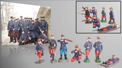 Primera Guerra Mundial Ejército Francés Elastolina 10cm Escala Soldados en varias poses Foto 1 de 4