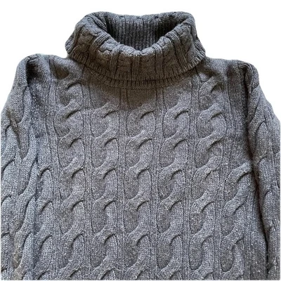 L.L.Bean Sweater Women’s Size Medium Gray Wool & Acrylic turtleneck Cable Knit - Image 1 of 4