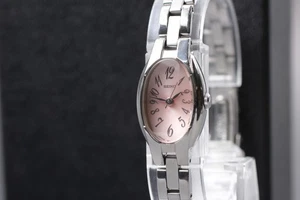 2004 N MINT Seiko Tisse 1F21-0AF0 Pink Dial Steel Oval Quartz Womens Watch JAPAN - Picture 1 of 12