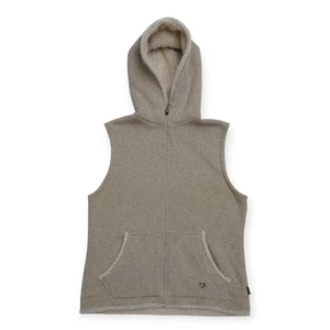 KUHL Alfpaca Fleece Vest Womens L Beige Full-Zip Hood Sleeveless Casual Hoodie - Picture 1 of 10