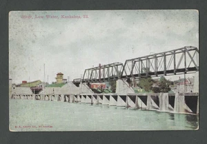 Ca 1910 Post Card Kankakee IL Low Water Under Bridge - Picture 1 of 1