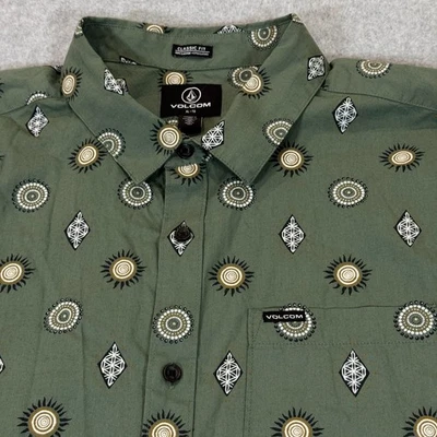 Volcom Mister Fib Short Sleeve Button Up Shirt XL Olive/Green Skater Casual NWT - Image 1 of 4