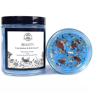 Vela de Cristal de Soja Afirmación de Belleza Resplandor Confianza Estima Wicca Pagana - Imagen 1 de 1