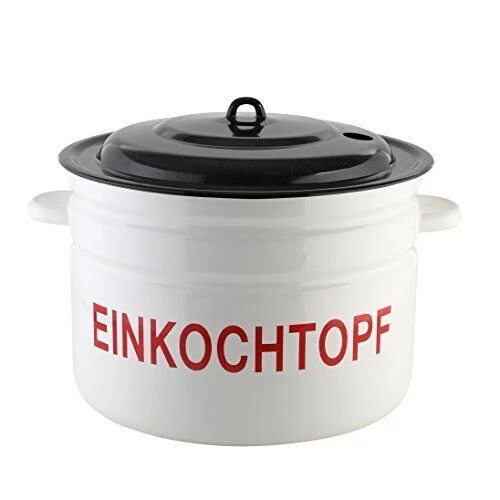 Einkochtopf emailliert ca. 36 cm 25 L Kochtopf Topf weiß/braun H ca. 26 cm neu