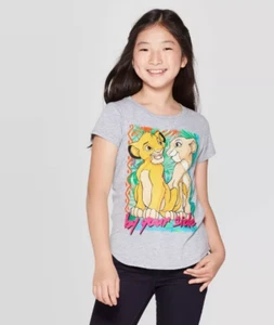 Girls' the Lion King Simba and Nala "By your Side" Gray Short Sleeve T Shirt NWT - Picture 1 of 4