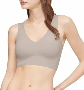 Calvin Klein Invisibles Comfort Seamless V Neck Bralette Bra, Grey Heather, M - Picture 1 of 5