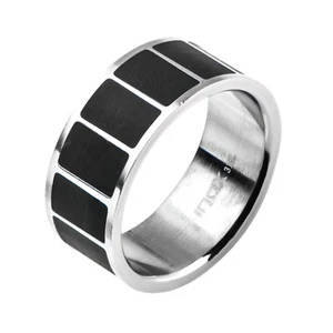 ANILLO DE INCRUSTACIÓN RECTANGULAR NEGRO ACERO INOXIDABLE 316L PARA HOMBRE TALLA 10 FR5124 - Imagen 1 de 5