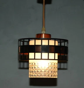 Mid Century Decken Lampe - Hängelampe 1950s 60s - Glas, Metall - Bild 1 von 10