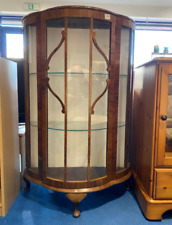 Vintage Mid Century Curved Glass Display Cabinet - USED - (Burnley, Lancs)