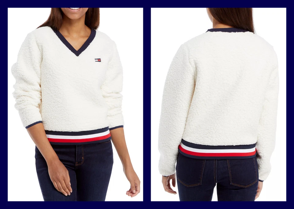 Tommy Hilfiger ~ Sport Sherpa Pullover Sweatshirt Women's Size X-Small $79 NWT - Image 1 of 1
