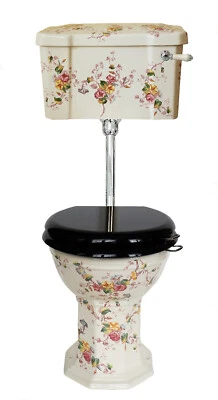 TRTC Floral Multicoloured Low Level Toilet Traditional Victorian Edwardian - Image 1 of 4