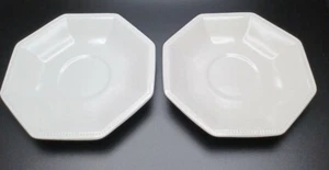 Johnson Bros Heritage Ironstone Octagon Saucers White Beaded Edge Set Of 2 - Picture 1 of 6