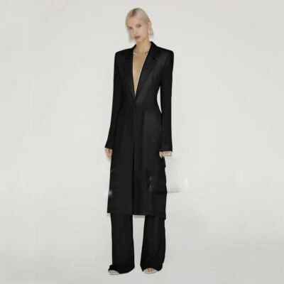 Traje Largo Para Mujer Calce Ajustado 2 Piezas Noche Fiesta Boda Conjunto Chaqueta Moderna Foto 1 de 4