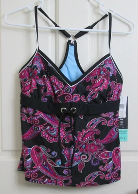 Nuevo con etiquetas Camiseta Tankini Beach Native Negra Paisley Para Mujer Talla 36B/C Con Aros 30559 Foto 1 de 4
