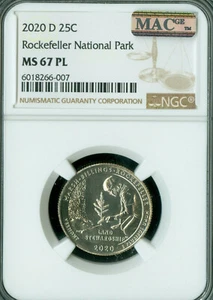 2020 D ROCKEFELLER QUARTER NGC MS67 PL MAC SPOTLESS . - Picture 1 of 2