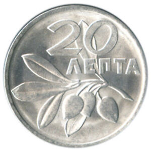 Greece 20 Lepta 1973 UNC KM#104 Olive Tree Branch / Phoenix (Junta)