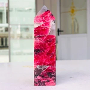 185g Natural Sakura Flower Rain Rhodonite Quartz Crystal Obelisk Healing G434 - Picture 1 of 13