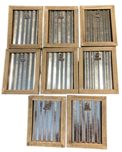 Lot Of 8 Small Wood and Metal Clip Picture Frames Wash Board Country Rustic Tin - Picture 1 of 5