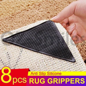 8x Grippers Non-Slip Anti Skid Rug Carpet Mat Reusable Washable Silicone Grip - Picture 1 of 9