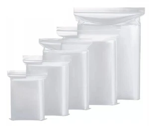 Grip Seal Bags Clear Press Seal Poly Plastic Resealable Zip Baggies - All Sizes - Picture 1 of 7