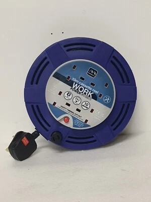 Extension Lead Masterplug 10m, 4 Gang, 10 Amp Cable Reel Blue  - Image 1 of 2