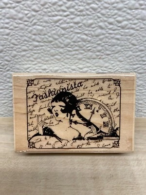 Hampton Vintage Art Fashionista Wood Mounted Rubber Stamp - Image 1 of 4