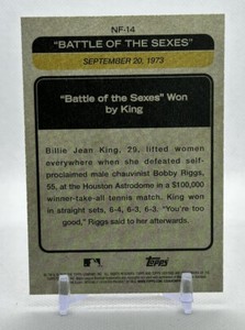 Billie Jean King, Bobby Riggs 2023 Topps Heritage NF-14 1973 Battle Of The Sexes