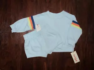 Baby Boy Blue Short Outfit 3-6M 2-Pc Set Long Sleeve Top Shorts Cat & Jack NWT - Picture 1 of 7