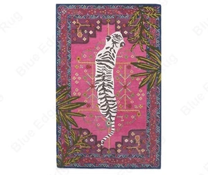 Bangal Tiger pink Area Rug - Traditional Animal Print Design with animal rug. - Picture 1 of 6