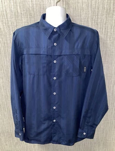 Merrell Mens Blue Long Sleeve Button Front Shirt 23 In Armpit - Picture 1 of 6